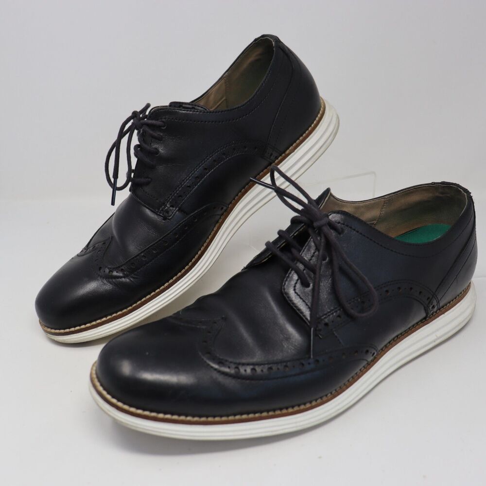 COLE HAAN Zerogrand Wingtip Oxfords Black Leather Men's US 11.5